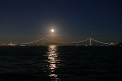 ストロベリームーンと明石海峡大橋