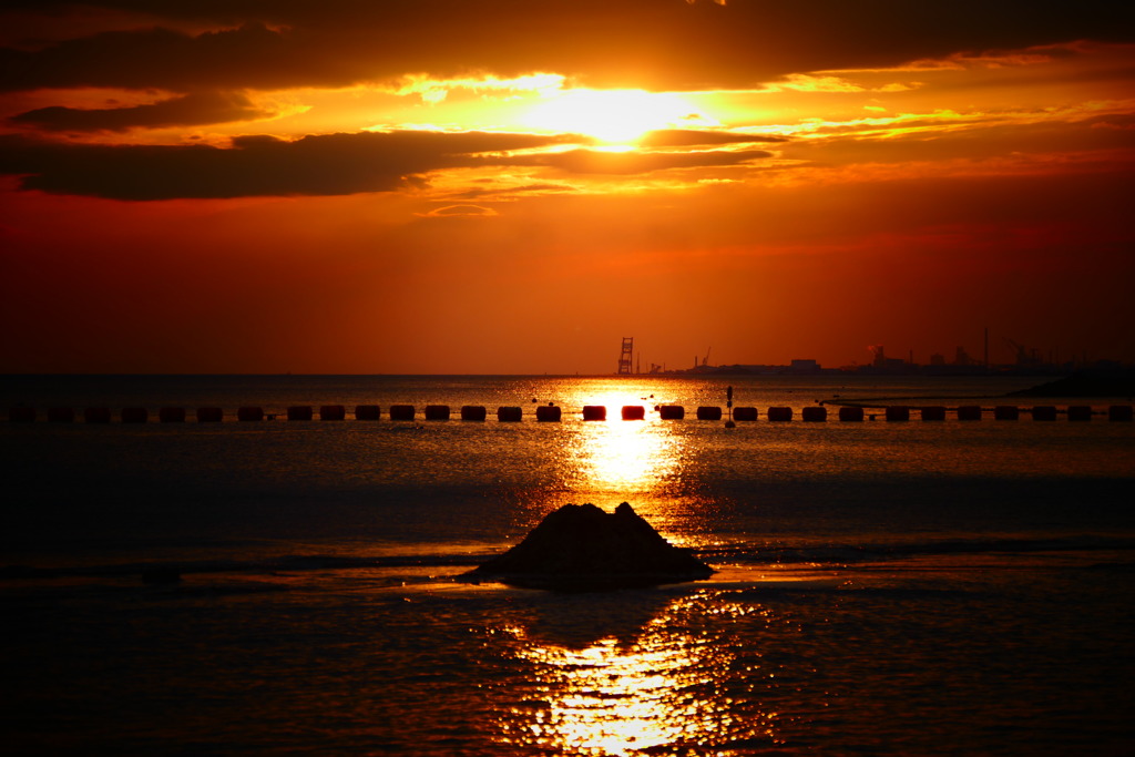 今日の林崎海岸の夕景