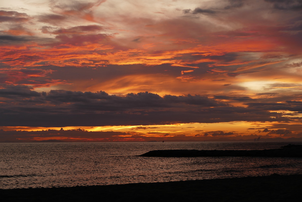 今日の林崎海岸の夕景