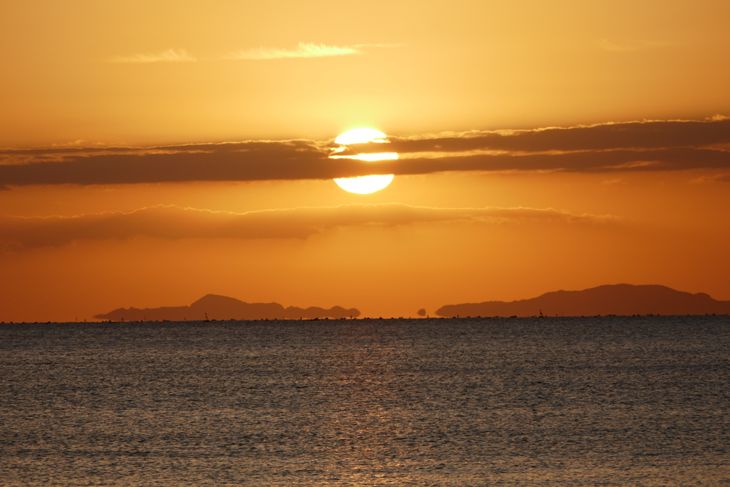今日の林崎海岸の夕景