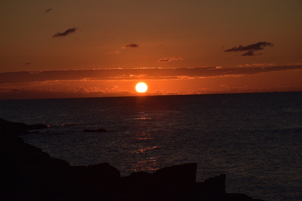 越前海岸から眺めた夕陽