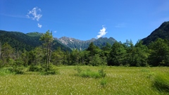 田代湿原から穂高を望む