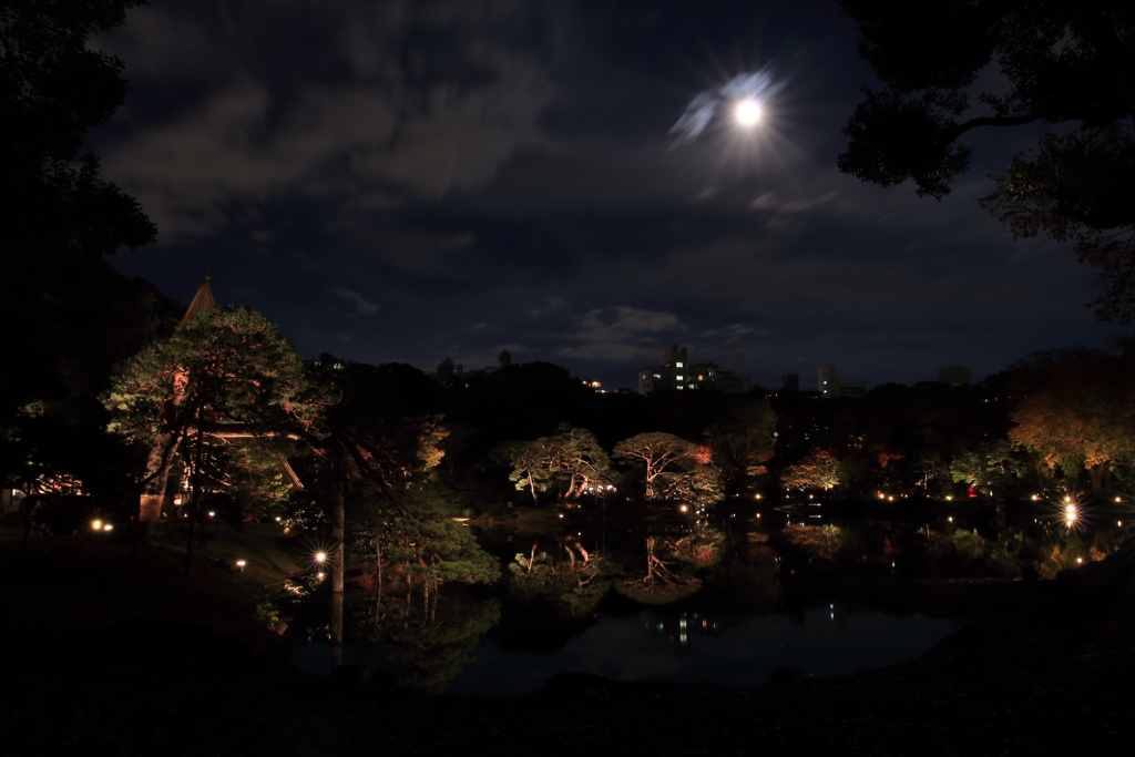 六義園と満月