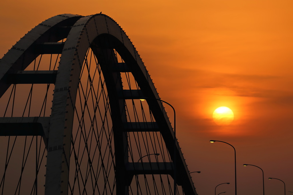 長良川大橋の日の出