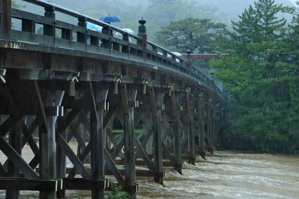 降りしきる雨の伊勢神宮　四