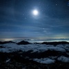 北穂高岳テント場より月と星と常念岳