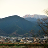 朝焼けした石鎚山