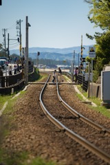 線路の上で