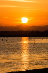 涸沼の夕日