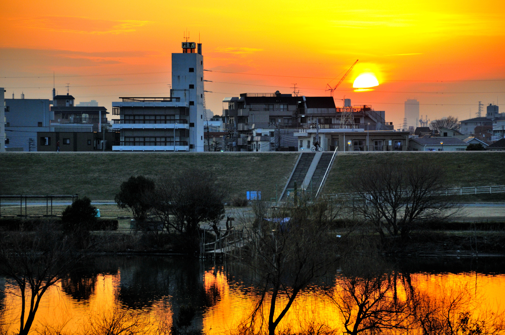 夕焼けの矢切の渡し