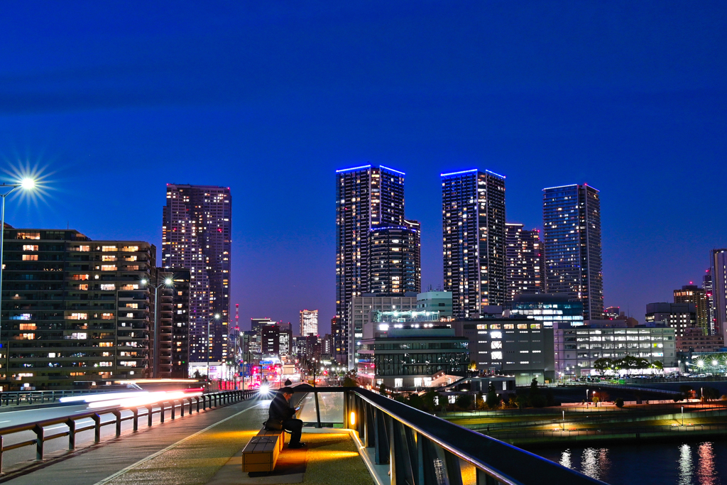 橋の上で一休み