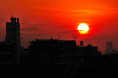 赤い西の空