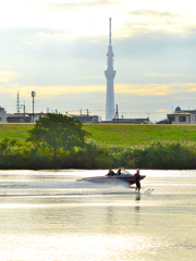 江戸川と水上スキー