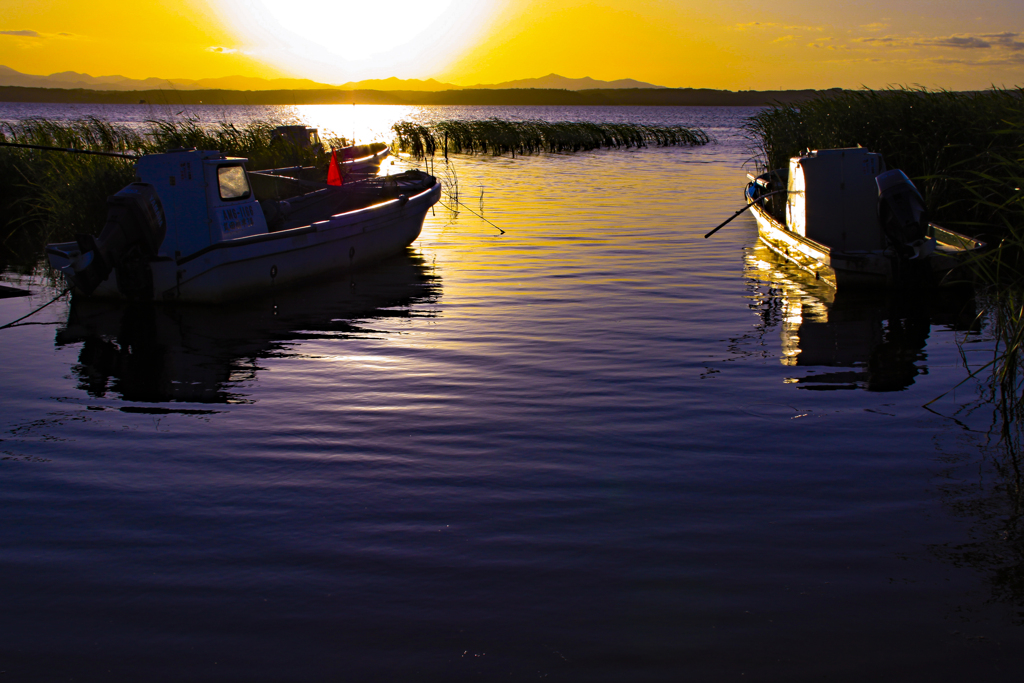 小川原湖夕景