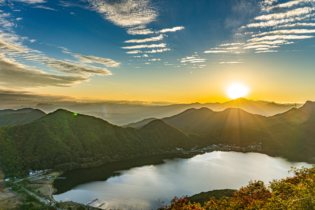 榛名湖の夕日