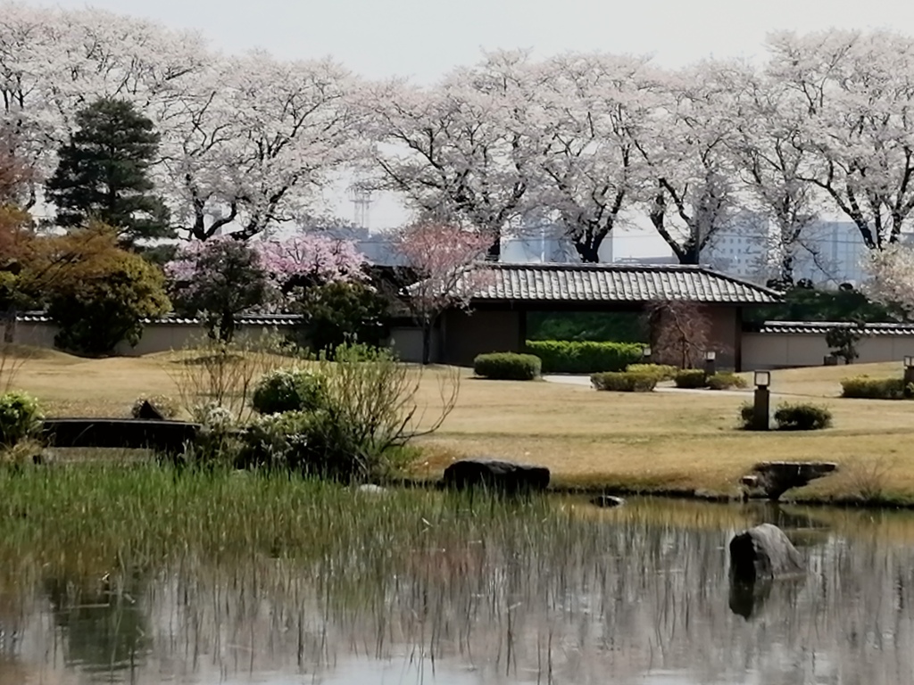 水墨美術館の前庭にて