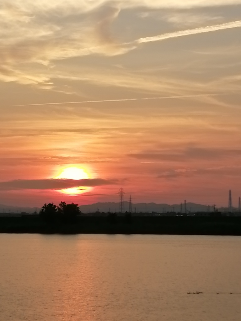 神通川の夕日