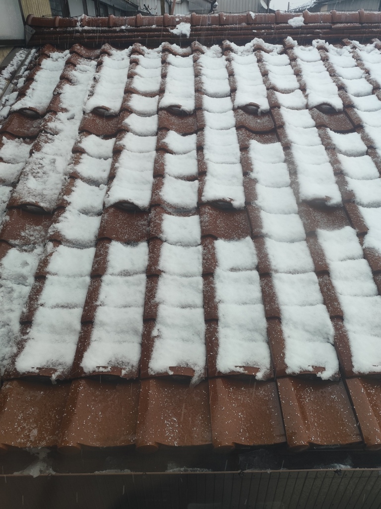 瓦の屋根雪