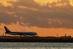 夕暮れ飛行機