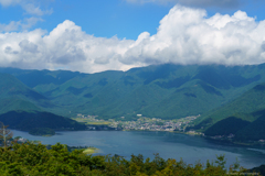夏山と湖