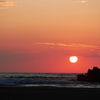秋田 日本海に沈む夕陽