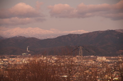 白山連峰とカラス富士　夕景