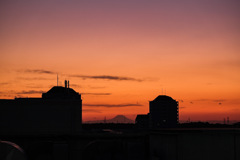 夕焼けと富士