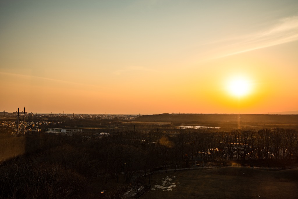 夕日 緑ヶ丘公園展望台
