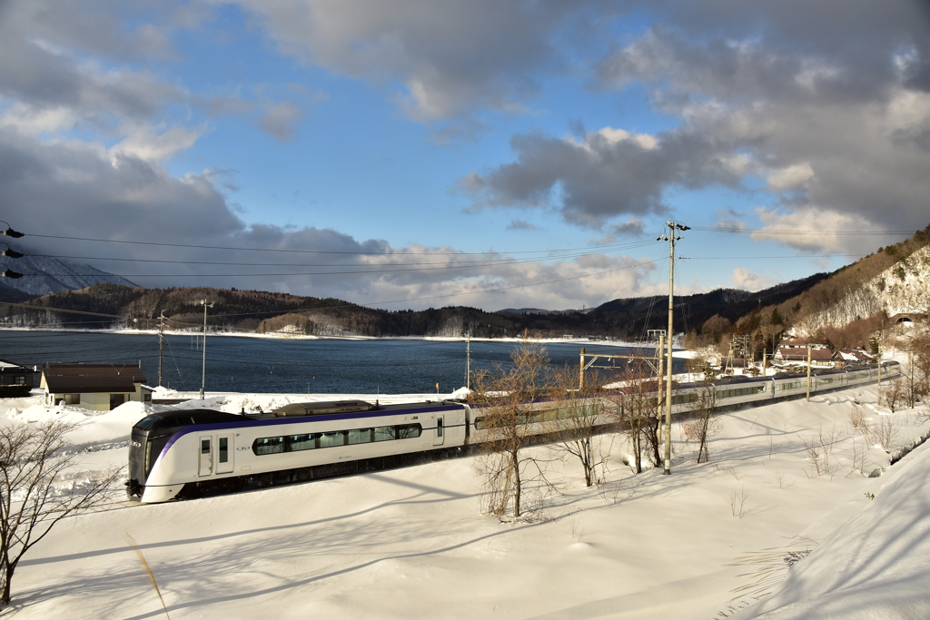 簗場駅と青木湖から