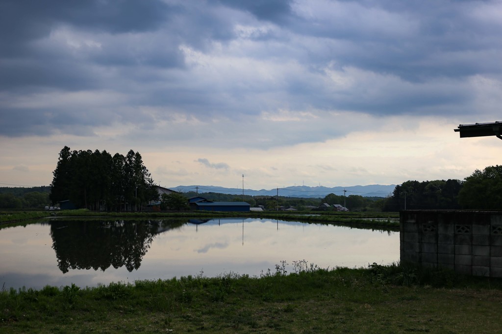 田植え前の夕暮れ