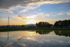 黄昏時の植田