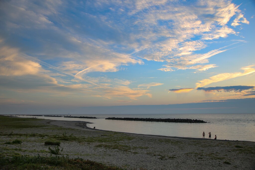 夕浜に残って