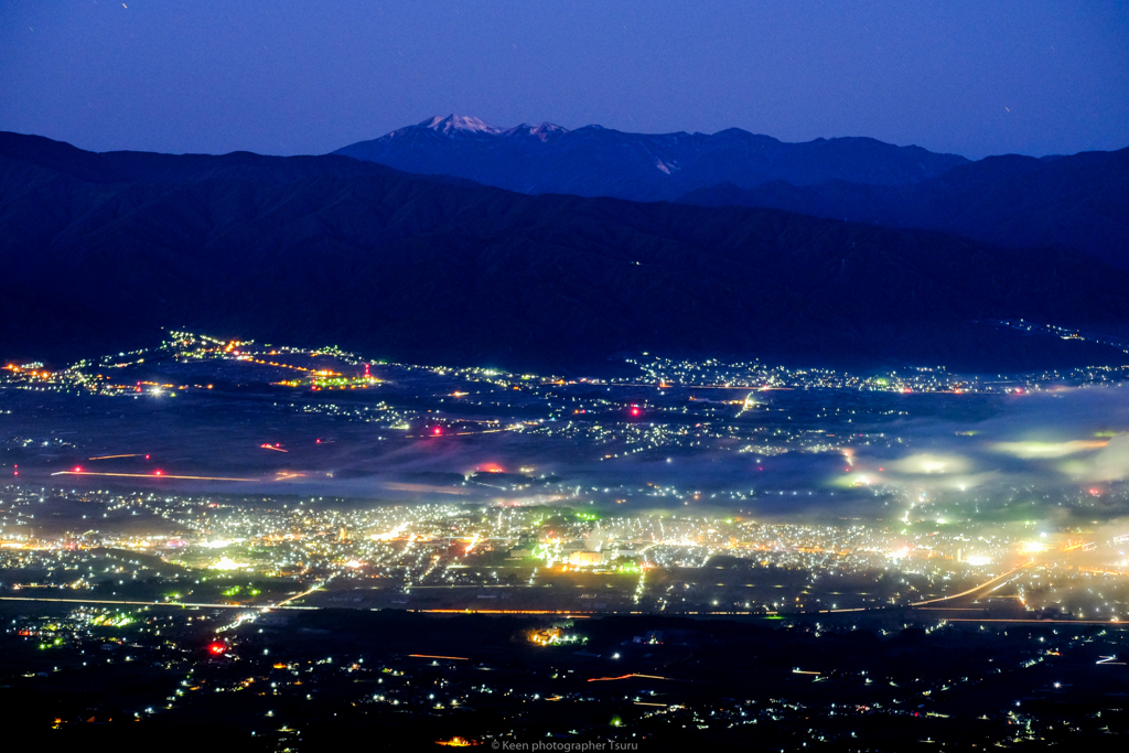 乗鞍と塩尻夜景