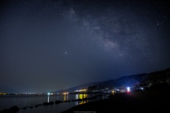 諏訪湖と星空