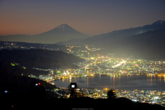 諏訪夜景と富士