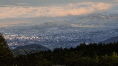 朝日射す街