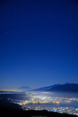 諏訪夜景と星空