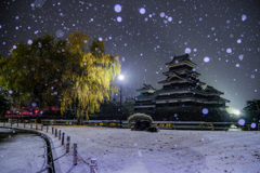 雪の松本城公園