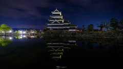 早朝の城・春