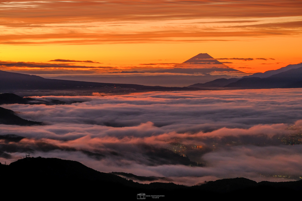 朝焼け富士と雲海
