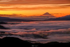 朝焼け富士と雲海