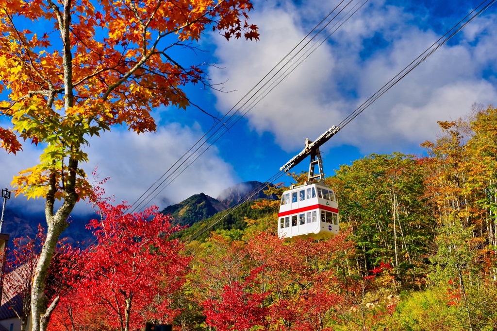 新穂高紅葉めぐり  ロープウェイ