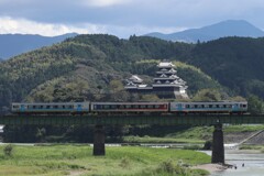 大洲城と特急列車