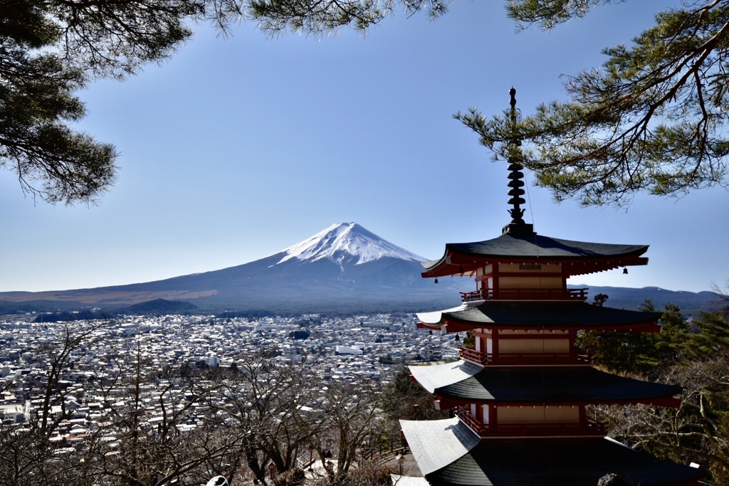 富士山と五重塔