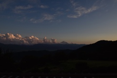 夕焼けと富士山