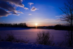 農村の夕日