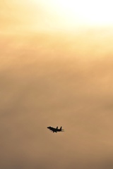 夕焼けの下