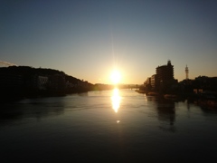 鏡川と夕陽