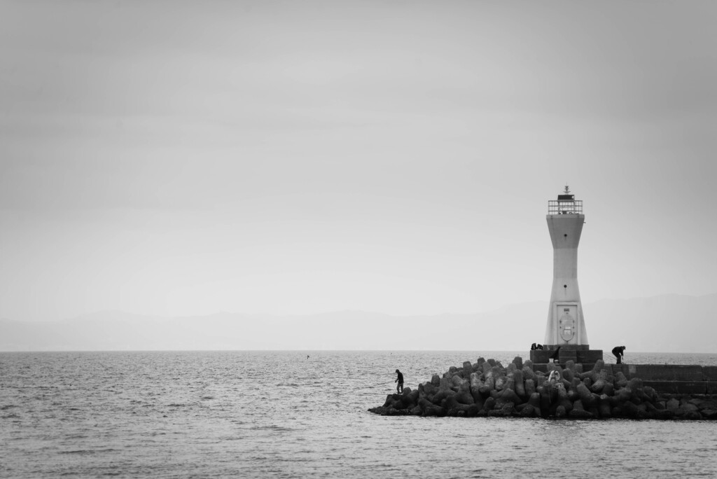 Fishermen and Lighthouse Kada Wakayama J