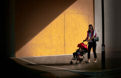 Woman with Red Stroller